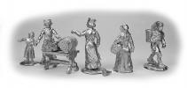 Set of figures "Citizens on the market"; 28 mm